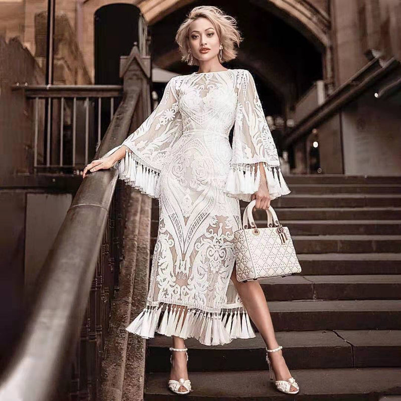 Elegant and Timeless Dress with Tassel Lace