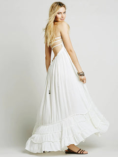 Bohemian Strapless Maxi Dress – Open Back Summer Style