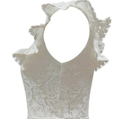 Elegant White Lace Sheath Dress – High Neck with Cap Sleeves