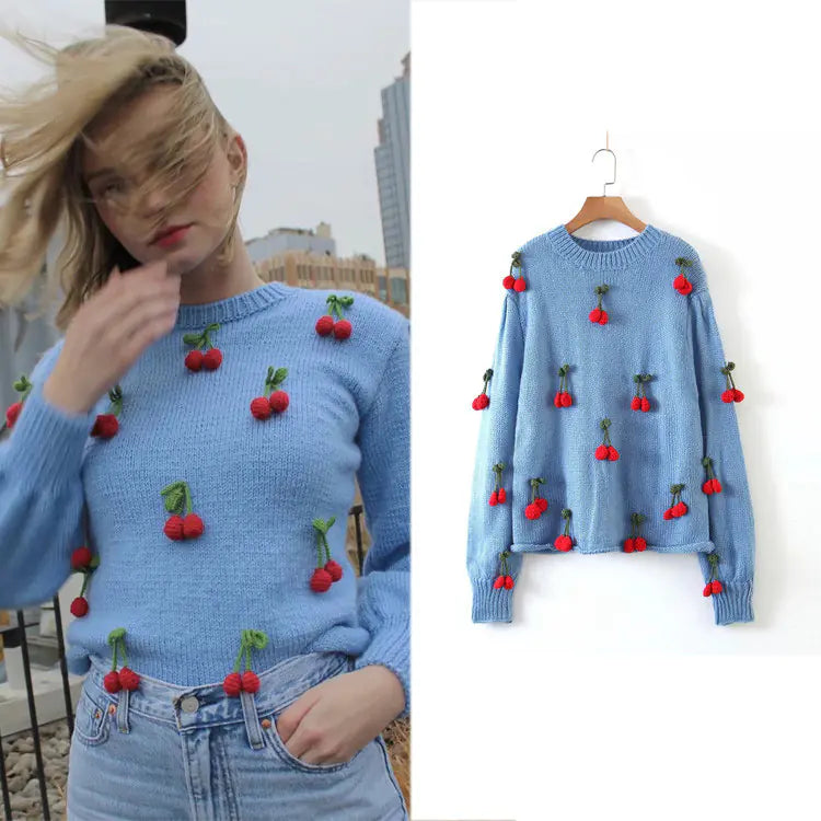 Handmade Crochet Cherry Sweater