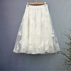Embroidered Beaded Mesh Gauze Fashion Skirt