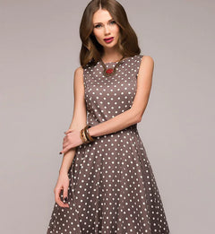 Polka Dot Sleeveless Midi Dress – Vintage Style