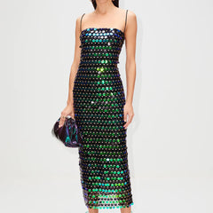 Shimmer & Stun – Spaghetti Strap Sequin Gown with Back Slit