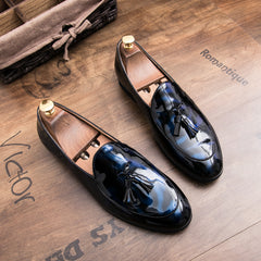🖤 Premium Patent Leather Tassel Loafers – Men’s Formal & Casual Dress Shoes