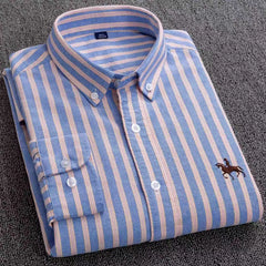 Men’s Long-Sleeve Oxford Shirt – 100% Cotton Formal Shirt