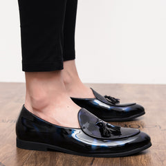🖤 Premium Patent Leather Tassel Loafers – Men’s Formal & Casual Dress Shoes