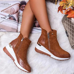 Mid Heel Low Sleeve Fashion Boots with Side Zipper