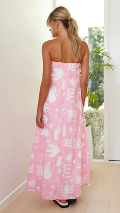 Boho Strapless Printed Maxi Dress – Summer Vibes