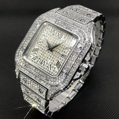 Swiss Geneva Diamond Watch – Stainless Steel Quartz Luxury Timepiece