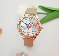 Rose Cat Quartz Watch - for Cat Lovers