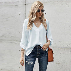 Loose V-Neck Blouse