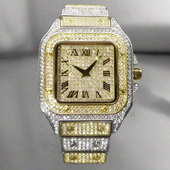 Swiss Geneva Diamond Watch – Stainless Steel Quartz Luxury Timepiece
