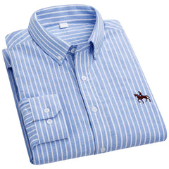Men’s Long-Sleeve Oxford Shirt – 100% Cotton Formal Shirt