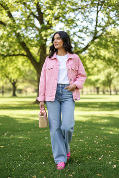 Pink denim jacket 