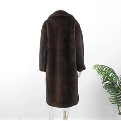 Long Faux Mink Fur Coat – Women’s Luxury Winter Coat