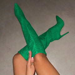 High Tube Heels Boots with Texture