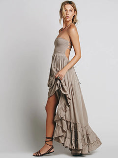 Bohemian Strapless Maxi Dress – Open Back Summer Style