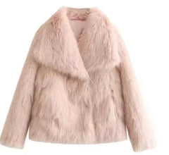 Soft Shaggy Faux Fur Jacket – Women’s Short Winter Coat