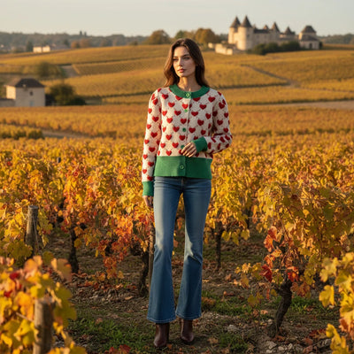 3D Heart Knit Cardigan – Cute Button-Up Sweater