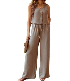 Sleeveless Vest Wide-Leg Suit