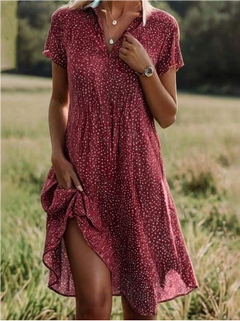 Victoria Polka Dot Midi Dress with V-Neck