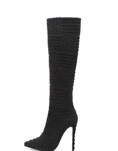 High Tube Heels Boots with Texture