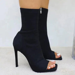 Fashion Solid Color Stiletto Low Top Women's Boots