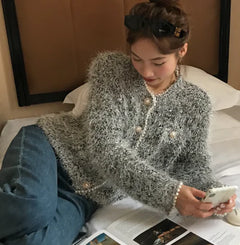 Pearl Shiny Yarn Cardigan