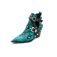 Short Pointed Toe Western Ankle Boots, 5CM Heels