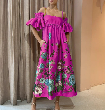 Floral Ruffle Off-Shoulder Maxi Dress – Summer Chic