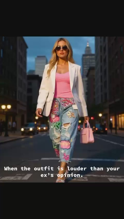 Creative Painted Cutout Jeans – Women’s Fashion