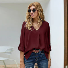 Loose V-Neck Blouse