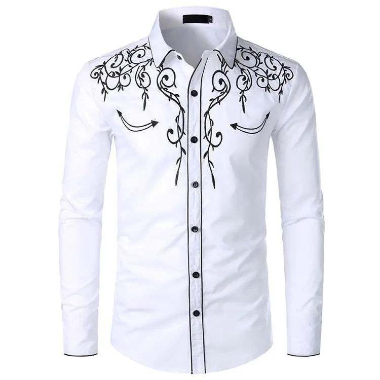 Men's Embroidered Western Style Shirt