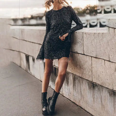 Sequin Long Sleeve Dress