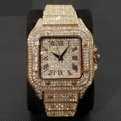 Swiss Geneva Diamond Watch – Stainless Steel Quartz Luxury Timepiece