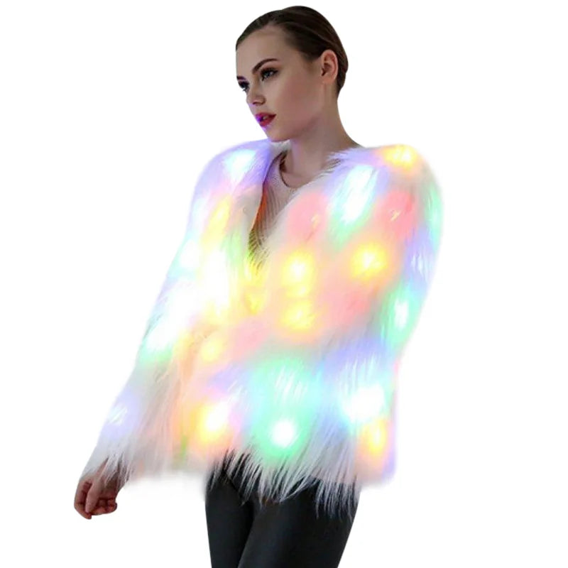 Faux Fur Coat With Led