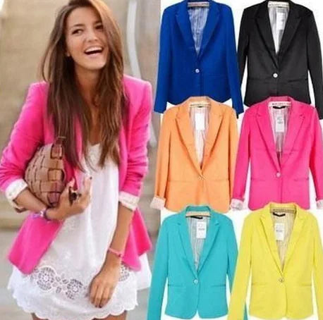 Candy Color Blazer – Women’s Lapel Suit Jacket