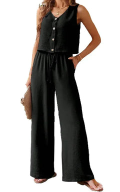 Sleeveless Vest Wide-Leg Suit