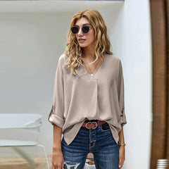 Loose V-Neck Blouse