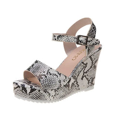 Chic Snake-Print Platform Sandals